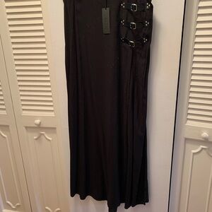 NWT Widow Long Black Skirt with Buckle Detail